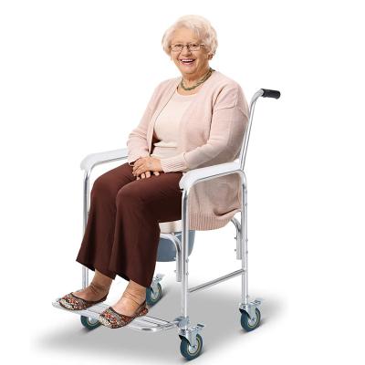 China High Quality Aluminum / HD-PE Toilet Chair With Wheels Shower Transfer Commode Wheelchair for sale