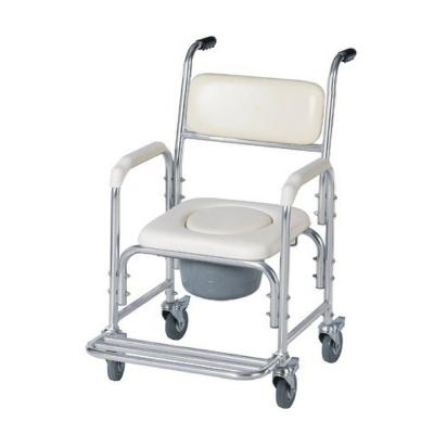 China Aluminum/HD-PE 3-in-1 Aluminum Bath Chair Bathroom Commode Wheelchair Shower Seat Bench Toilet Chair For Disabled for sale