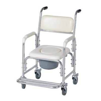 China Aluminum/HD-PE Hospital Shower Wheelchair Commode Toilet Chair For Elderly for sale