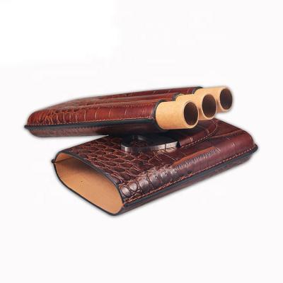 China Cigar Humidor Cases Custom 3 Pcs Travel Cigar Case Leather Humidor Luxury Cigar Box for sale