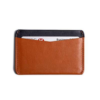 China Custom Double Work Vegan Leather Coin Holder Card Holder Fashion Double Side Logo Card Holder for sale