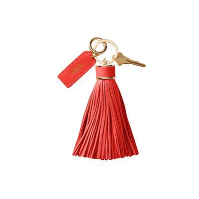 China Small Key Chain Leather Tassel Ring Long Leather Keychain With Tassel for sale