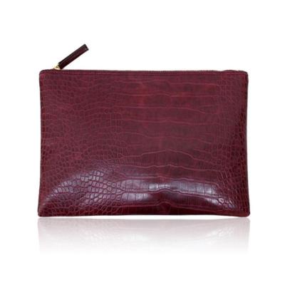 China Other Designer Custom Leather Envelope Purse Clutch Bag Women Zipper Pouch for sale