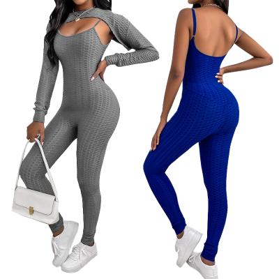 China Ebay Amazon Hot Drop 2 Piece Jumpsuits Joggers Solid Color Casual Rompers For Women for sale