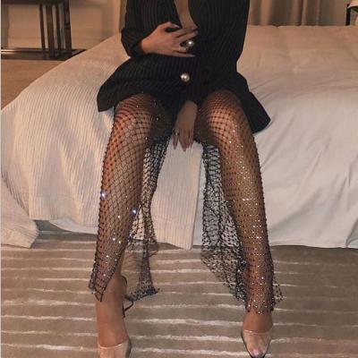 China 2021 New Design Breathable Fishion Slit Fork Media Women Mesh Leggings Women Black Net Stockings for sale