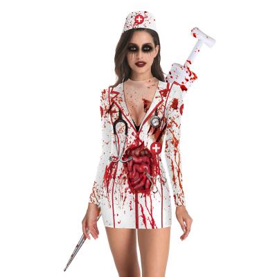 China Breathable nurse cosplay uniforms dress 2021zombie Halloween crewneck Halloween costumes for sale