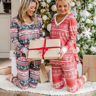 China Breathable Cheap Sleeve Nightgown Print Christmas Women Loose Home Wear Animal Dressing Set for sale