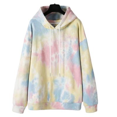 China Interesting pastel color women's cotton tie dye design rainbow 100% anti-pilling hoodie for sale for sale