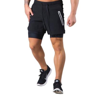 China Anti-wrinkle Wholesale Custom Design Mens 2 Layer Nylon Black Short Shorts With Pocket for sale