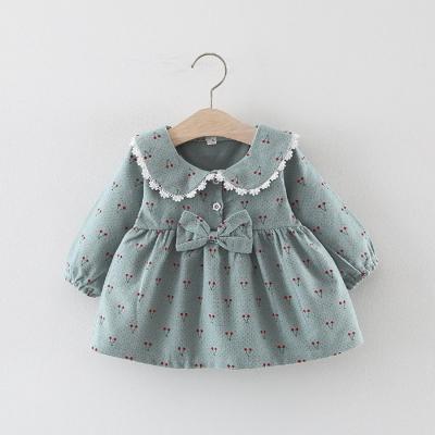 China 2021 spring new breathable kids girl dress Korean baby cherry print bow dress dresses wholesale baby dresses for sale