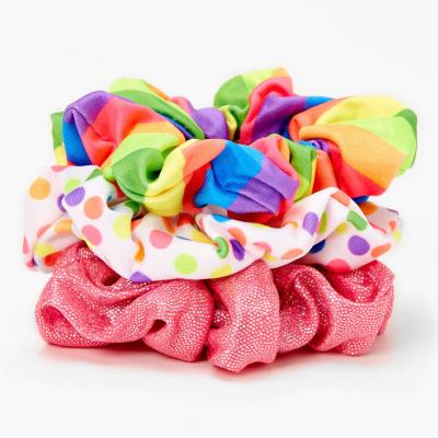 China Beautiful 2021 Hot New Rainbow Stripes Hair Ties Polka Dots Hair Scrunchies Sets For Women Girls Accessories for sale