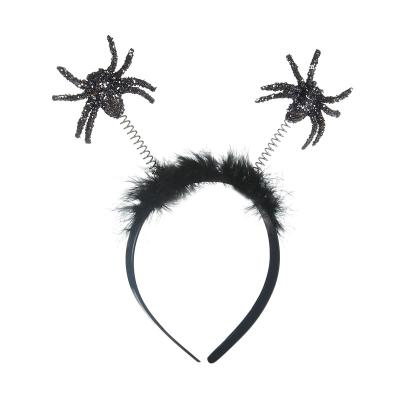 China New Product Beautiful Halloween Spider Headband Girls Women Feather Headband Halloween Party Hair Accessories for sale