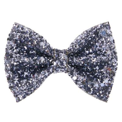 China Lovely Boutique Design Girls Hair Accessories Slate Gray Eco-Friendly Glitter Hairpin Big Hair Bow Hair Clip For Daily for sale