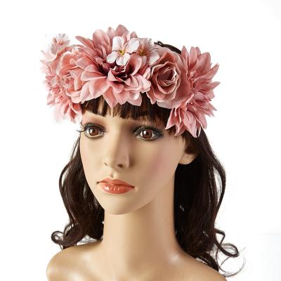 China Sweet Headband Good Quality Wedding Rose and Chrysanthemum Party Hair Accessories Artificial Hair Brackets Headband for sale