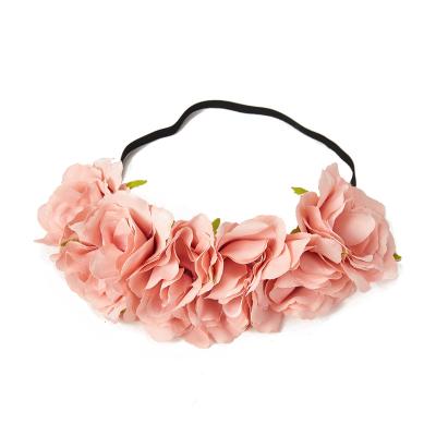 China Sweet Pink Artificial Flower High Quality Hairband Hair Accessories Girls Peony Headband Girls Wedding Baby Baby Women Hair Band for sale