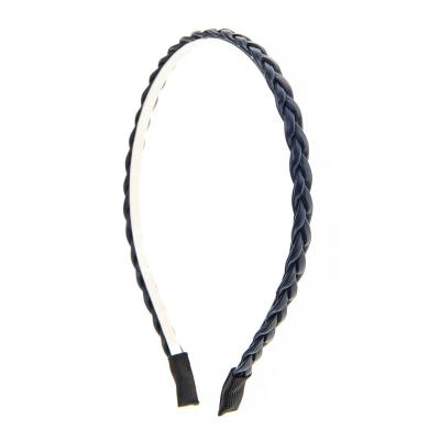 China Beautiful Women Girls Hair Accessories Navy Faux Leather Female Eco-friendly High Quality Hairband Braided Headband For Diary for sale