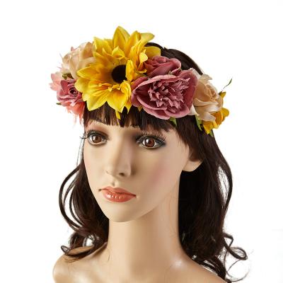 China Sunflower Wide Artificial Headband Hair Bands Hair Bands Fascinator Soft Manufacture Luxury Headband for sale