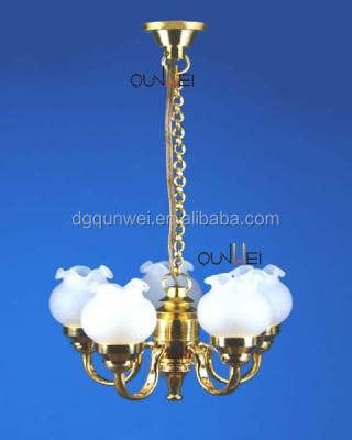 China Europe Miniature Dollhouse Ceiling Decorative Hanging Chandelier 12v Or Led Lights QW24057 for sale