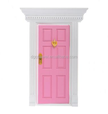 China Europe Doll House Miniature Painted 6-Panel Wood Exterior Single Door Flat Surface QW60203 for sale