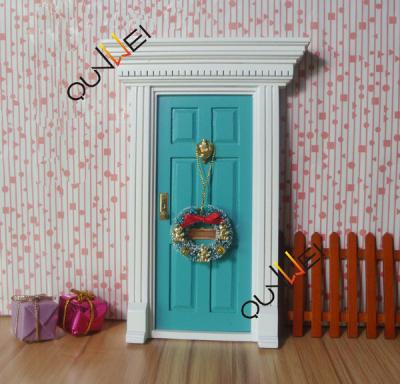 China Wooden Wholesale Price - Miniature Wooden Mini Door Fairy Door Colorful (Blue) QW60203-3 for sale