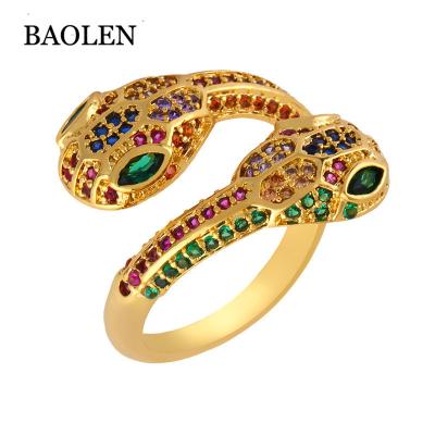 China Brass Animal Jewelry Snake Wrap Adjustable Ring CZ Pave Gold Ring Latest Design Cubic Zirconi Women Jewelry for sale