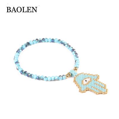 China MiYUKI Beads & Crystal Beads Hand Shape Bracelet with MiYuKi Beads And Crystal Beads for sale