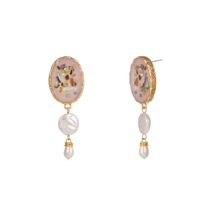 China ALLOY Shell Pearl Earring For Women Designer Korea Style Classic Hanging Colorful Painting Special Jewelry for sale