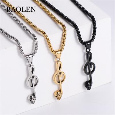 China Hiphop Men's and Women's Stainless Steel Pendant Single Note Music Symbol Ghost Skull Stainless Steel Head Pendant for sale