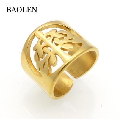 China 316L Stainless Steel Ring 18K Gold Flower Shape Ring For Women Jewelry Female CLASSIC Fashionable Engagement Wedding for sale