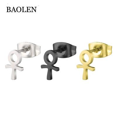 China New Gold Plated Stainless Steel Jewelry Mens Womens Symbol Personality Symbol Personality Stud Earrings for sale