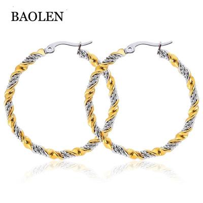 China Wholesale Fashion Stainless Steel Beautiful High Quality Gold Plated Large Exaggerated Twist Circle Earrings for sale