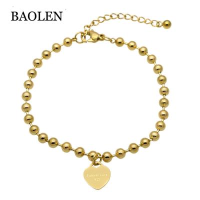 China CLASSIC Trendy Gold Plated Stainless Steel Bracelet With Loving Heart Shape Bracelet Chain For Couples Bracelet Gifts for sale