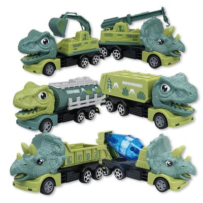 China Toy Truck Toy New Dinosaur Transport Car Toy Pull Back Vehicle Simulation Inertial Cars Friction Carrier With Dinosaur Gift For Kids for sale