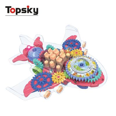 China Light Music Electric Colorful Magic Airplane Plastic Children Play Universal Transparent Puzzle Electric Airplane Speed ​​Toy for sale