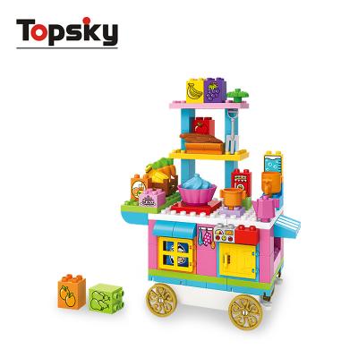 China DIY TOY Kids simulation building blocks toys car 90pcs 3d building block diy dining car for sale