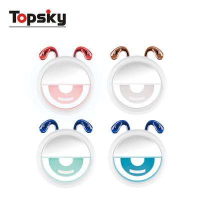 China Plastic Cartoon Rechargeable Led Ring Light Phone Smart Selfie Mini Fill Light Selfie Timer Artifact Flash Light For Femal for sale