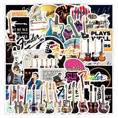 China 50Pcs Cool Sticker Cartoon Guitar Decorative Sticker For Girl Boy Guitar Notebook Luggage Laptop Decor Promotional Vinyl Stickers Trendy for sale