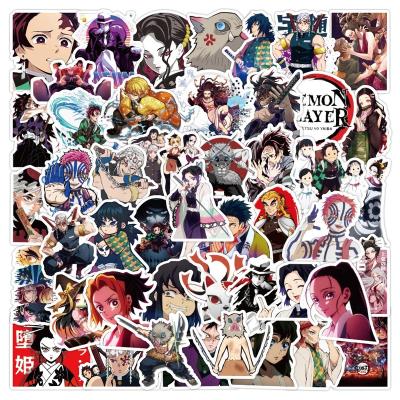 China New Style Cartoon Sticker 50Pcs Demon Slayer Cool Anime Sticker Label For Diy Bottle Table Luggage Laptop Cartoon Decorative Stickers for sale