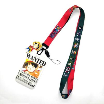 China One Piece Polyester Lanyard Card Holders Japan Style Cool Anime Card Holder Promotion Gift Children Student Bus ID Credit Card Holders for sale