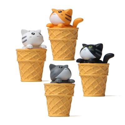 China PVC Ice Cream 4Pcs Cat Kitty Food Series Figure Animals For Factory Cake Diy Decoration PVC Cartoon Desktop Action Figures for sale