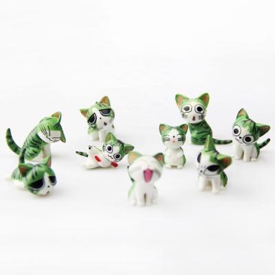 China Colorful Cheese Cat Cute Kitty Mini PVC Figure 9Pcs For Home Table Promotion Gift PVC Cartoon Desktop Decorative Figures for sale