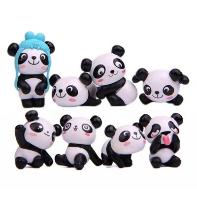 China PVC Animal Figures Mini Panda Cartoon Figure For Children PVC 8Pcs Promotion Gift Table Cute Home Decorative Resin Cake Topper for sale