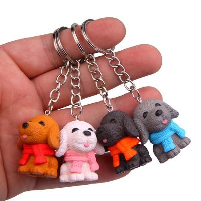 China Promotion Plastic Cute Dog Animal Key Chain For Kids Girl Gifts Backpack Key Pendant Ring Plastic Keychains Decoration for sale