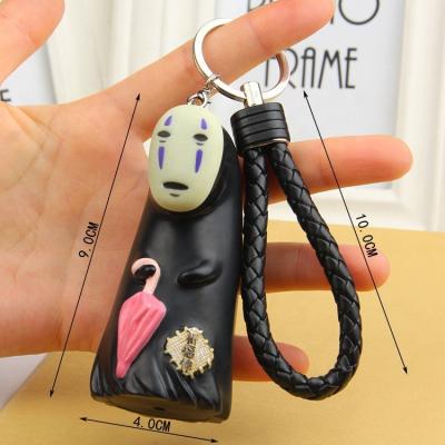 China Miyazaki Plastic No Face Man Colorful Rope Key Chain For Girl Kids Bag Phone Car Diy Decorative Cartoon Pendant Key Chain for sale