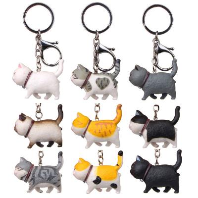 China Hot Natural PVC Plastic Cute Home Decorative Figure Phone Bag Japan Cartoon Cat Kitty Animal Keychain Carabiner For Keychain for sale