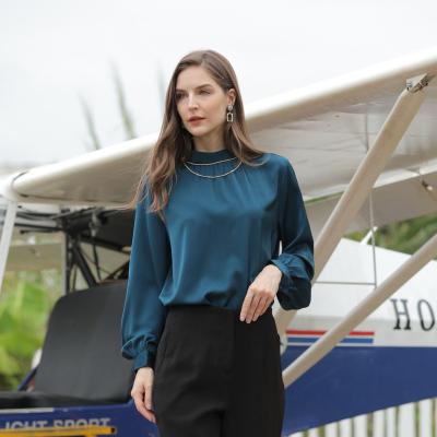 China Breathable Women Long Sleeve Chiffon Women Office Top Ladies Blouses for sale