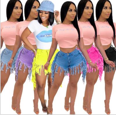 China 2021 Summer Women Clothing Tassel Breathable Denim Shorts Jean Pants Womens Shorts for sale