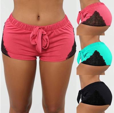 China Breathable Summer Leisure Women Shorts Lace Up Tight Sports High Waist Elastic Gaiters Gym Shorts Casual Yoga Feminino Shorts for sale