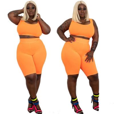 China 2021 Hot Selling Anti-Wrinkle 2021 Women Two Piece Sets Women's Casual Sexy Bodycon Vest And Shorts Plus Size Women Clothing 5xl for sale