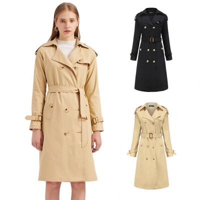 China Fashion coat female long women's breathable support belt and cross ditch coat wholesale for sale